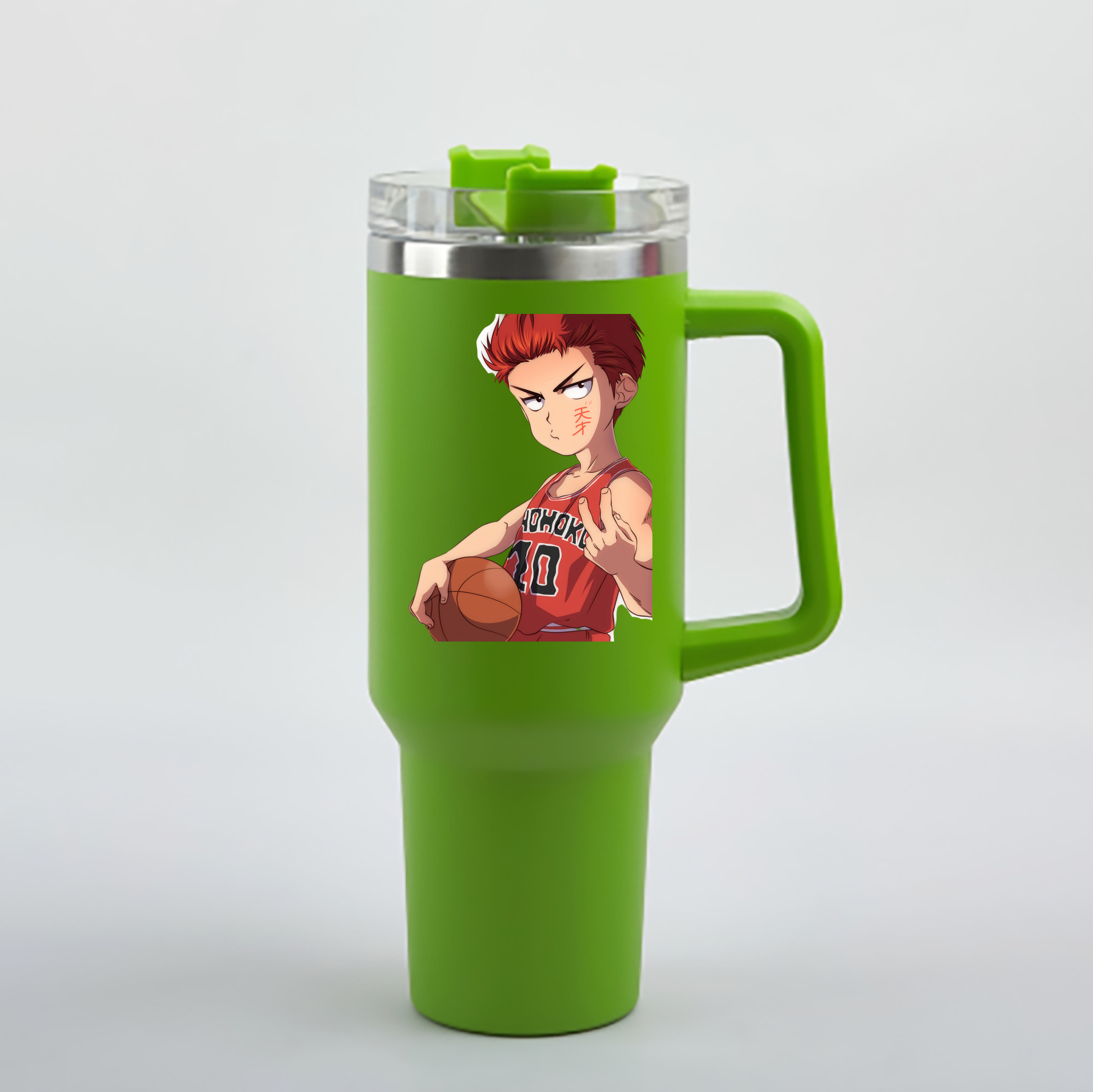 （画像用） SLAM DUNK／スラムダンク 1200mL車用タンブラー - クリスタルステッカー（プラスチックストロー付き）